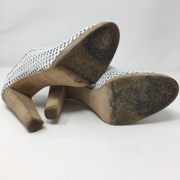 Balenciaga Mesh Leather Booties Short Boots 39 Stacked Heels 5 Inches Authentic - Picture 9 of 13